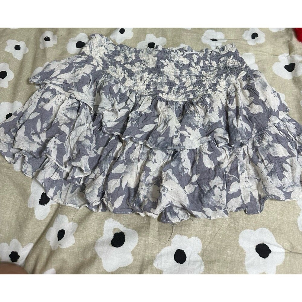 Mustard seed grey floral mini skirt